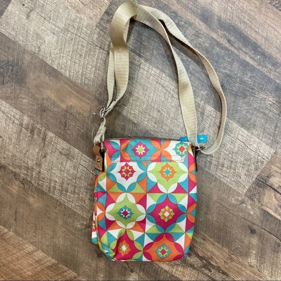 Lily Bloom Crossbody Purse geometric floral print - Picture 2 of 11